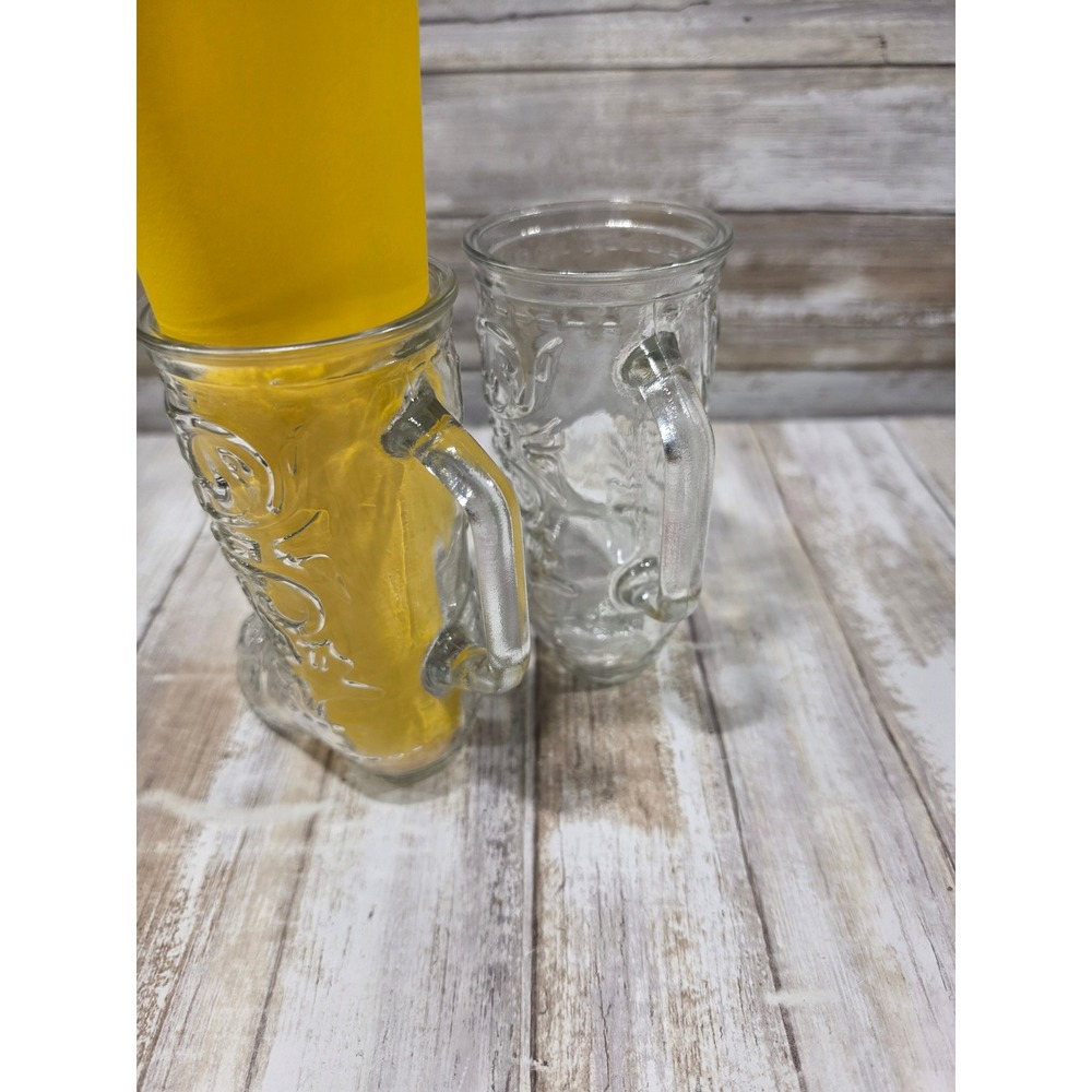 Set of 2 Cowboy Boot Glass Mugs Clear Embossed Western Barware - Picture 5 of 7